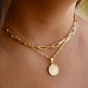 Brand new Gold link and coin necklace set